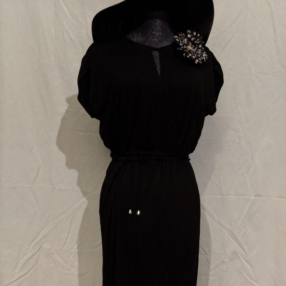 Silky Black Midi T-Shirt Dress